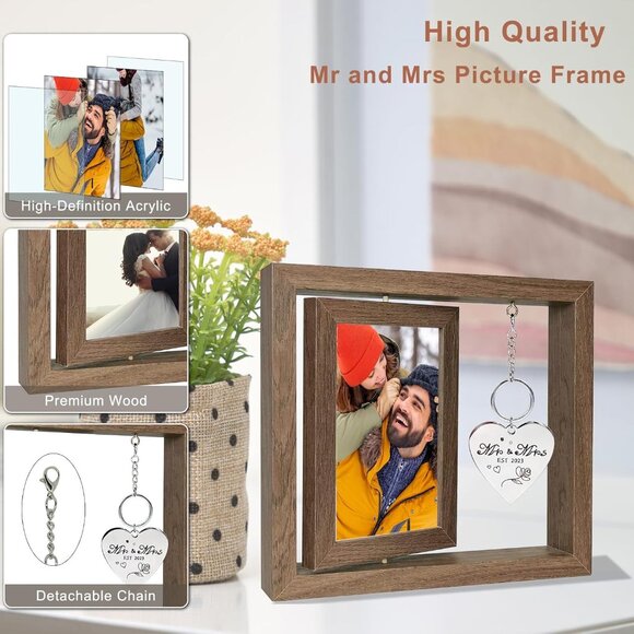 NIB/NWOT Rotating Floating Mr and Mrs Picture Frame - Picture 6 of 7